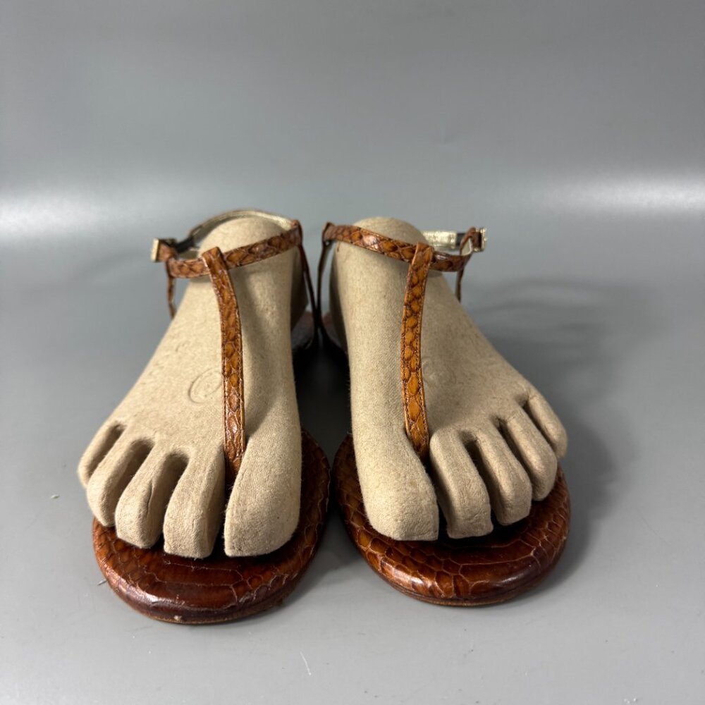 Avec Moderation Thong T-Strap Brown Python Skin S… - image 4